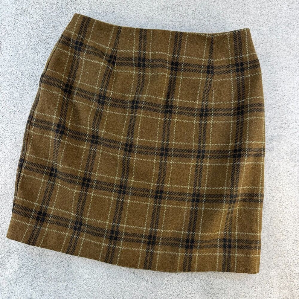 Vintage Pastille Wool Blend Plaid Mini Skirt Women 6 Brown Black Preppy Made USA